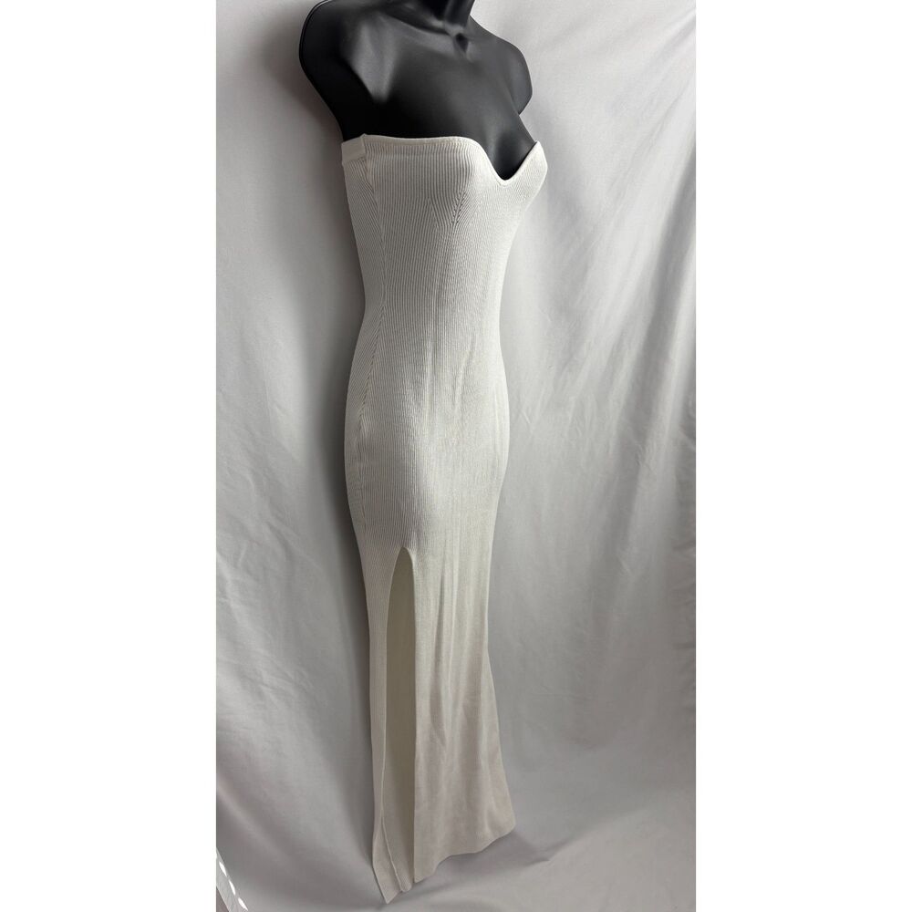 BABYBOO Angela Maxi White Knit Dress Size M Strapless Date Wedding Bridal Boho - Picture 4 of 11
